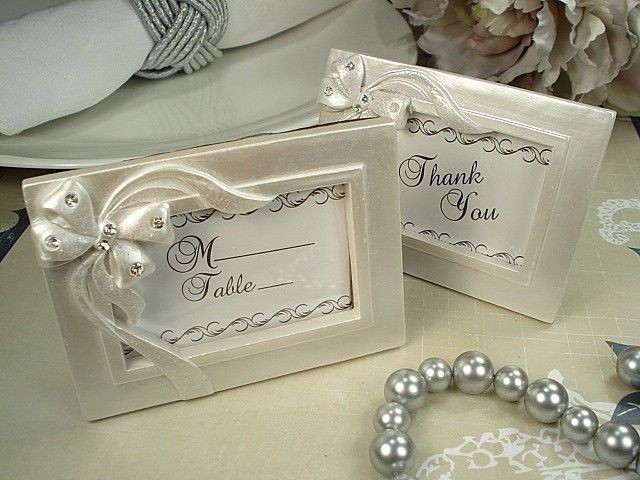 Picture Frame Wedding Favors
 96 White Rhinestone Bow Frame Place Card Holder
