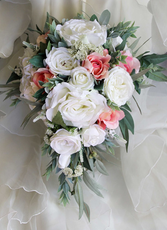 Pictures Of Wedding Flowers
 Teardrop cascade bridal bouquet wedding flowers artificial
