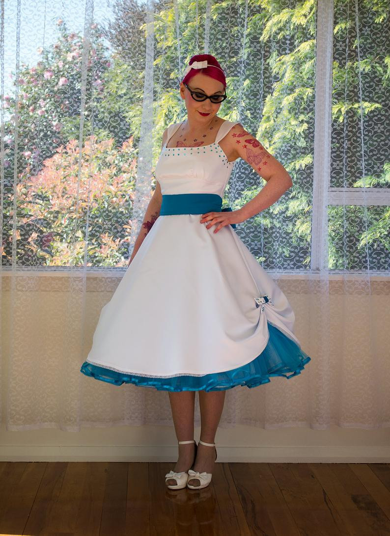 Pin Up Wedding Dress
 1950s Pin up Wedding Dress Mindy Tea Length Style