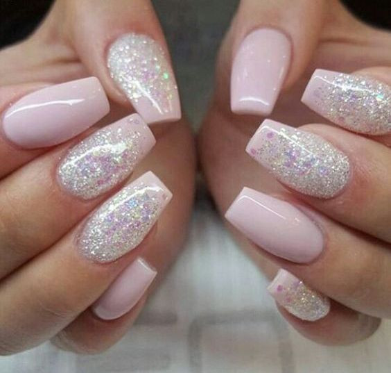 Pink And Glitter Nails
 20 Nail Design And Art Ideas For Coffin Nails Styleoholic