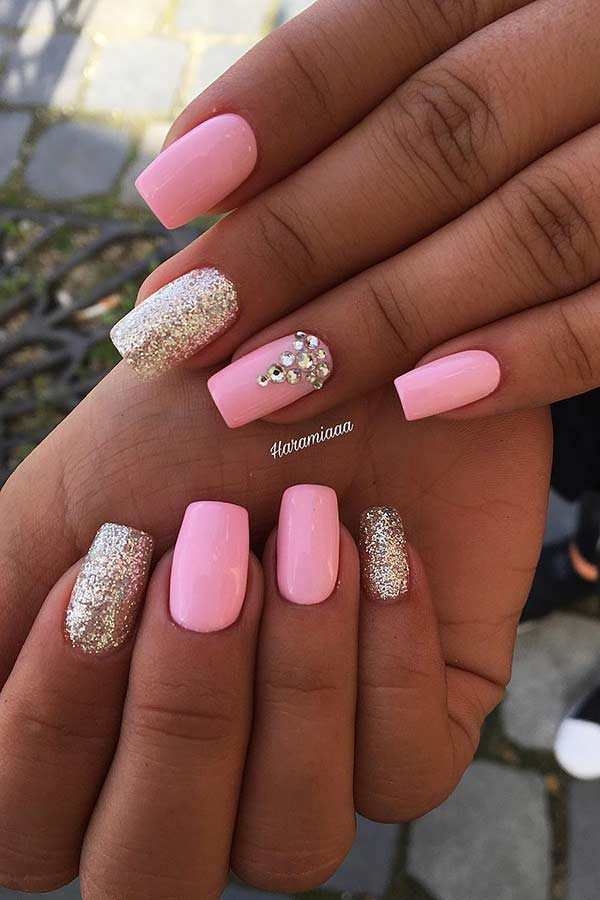 Pink And Glitter Nails
 23 Light Pink Nail Designs and Ideas to Try