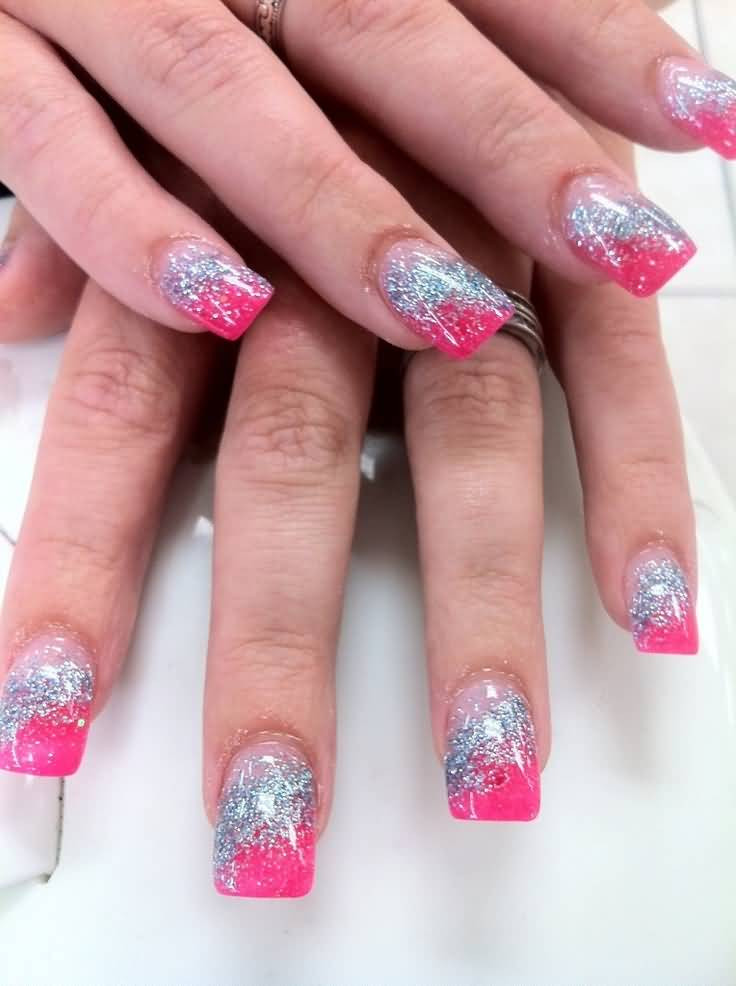 Pink And Glitter Nails
 60 Best Pink Acrylic Nail Art Designs