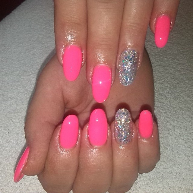 Pink And Glitter Nails
 Neon Pink Nail Glitter s and for
