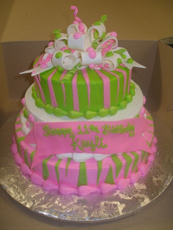 Pink And Green Birthday Cake
 Cute pink and green birthday cake by AmyCakes2