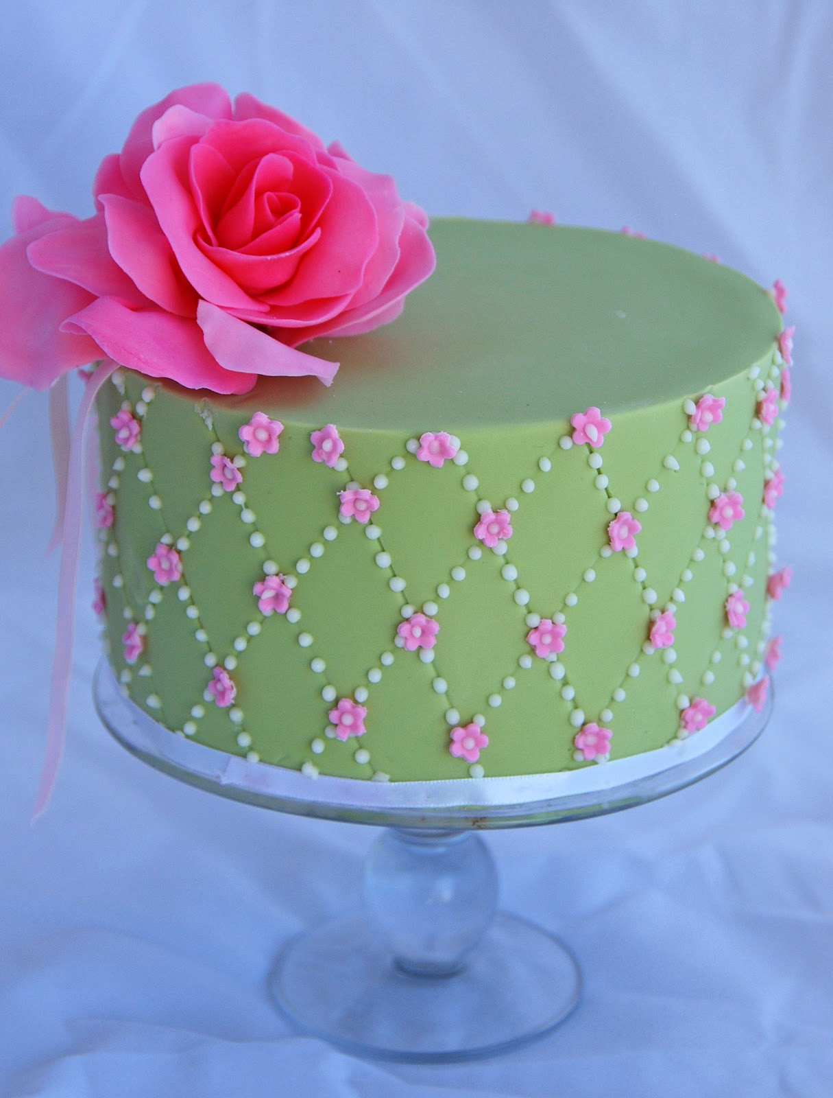 Pink And Green Birthday Cake
 Little Robin Pink and Green Birthday Cake