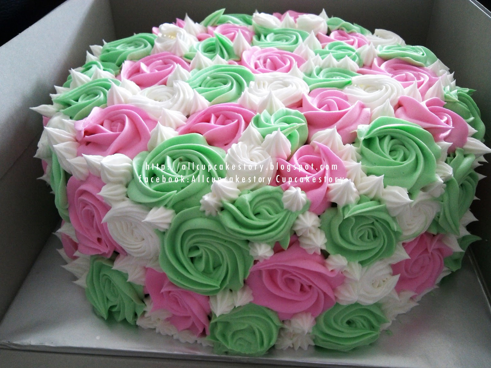 Pink And Green Birthday Cake
 allcupcakestory Apple Green & Pink Flower Cake