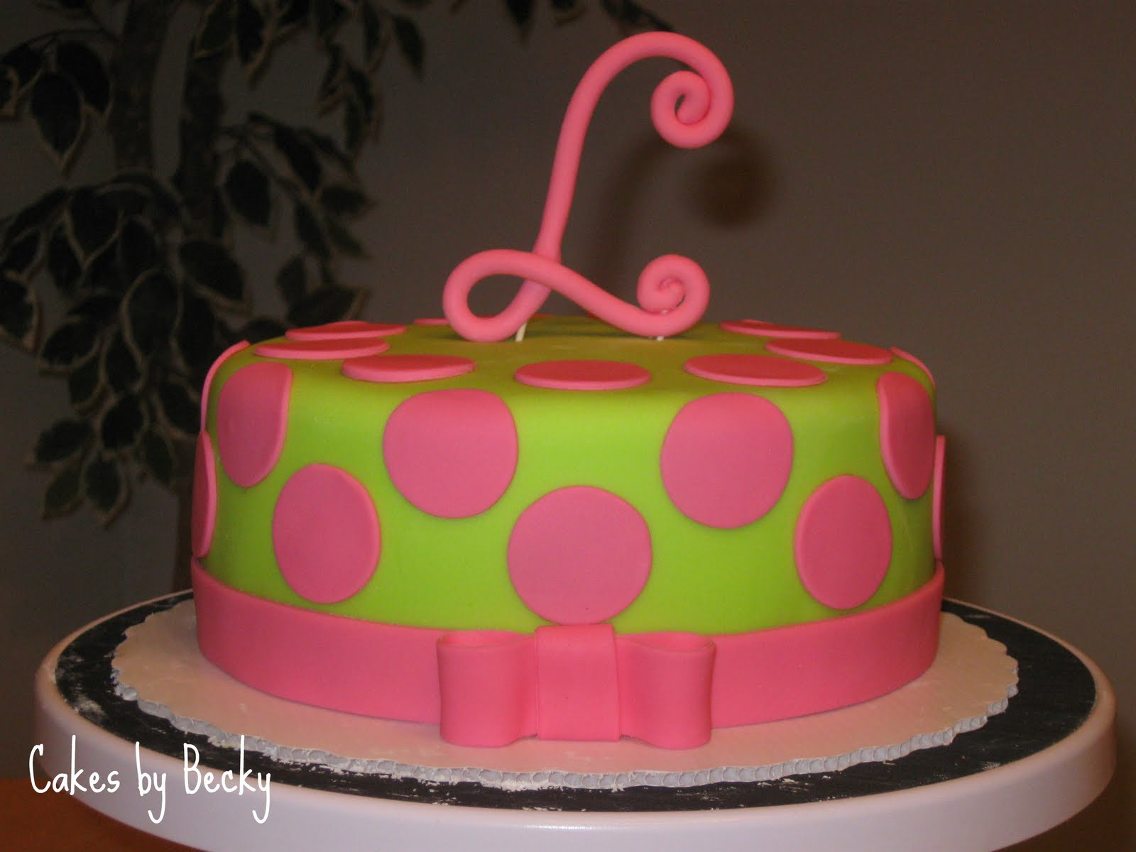 Pink And Green Birthday Cake
 Cakes by Becky Pink and Green Dottie Birthday