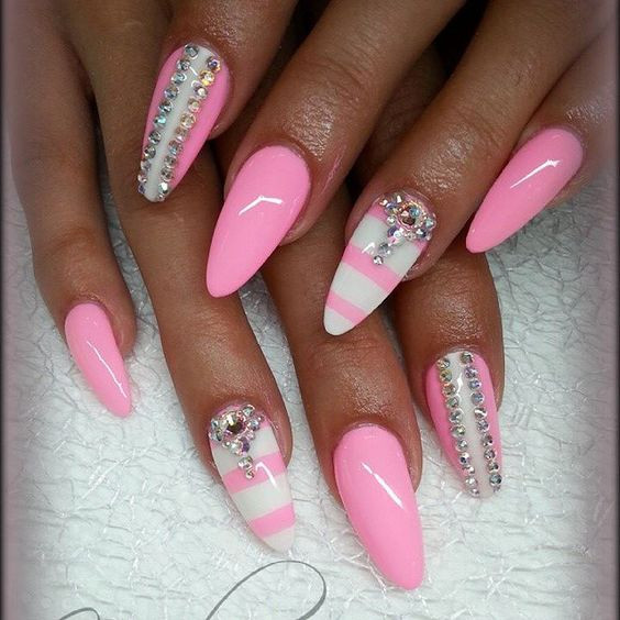 Pink And Red Nail Designs
 Top 45 Cute Pink and White Acrylic Nails