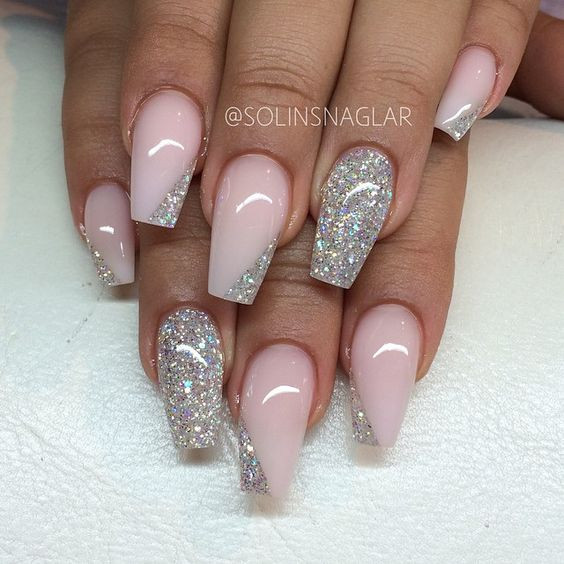 Pink And Silver Glitter Nails
 Frosted Pink med silvrigt glitter Nails Pinterest
