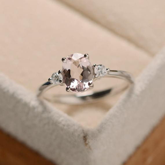 Pink Gemstone Rings
 Morganite ring silver pink gemstone ring sterling silver