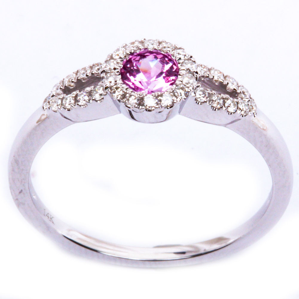 Pink Gemstone Rings
 46ct 14k Pave Set Pink Sapphire & Diamond PROMISE Fashion