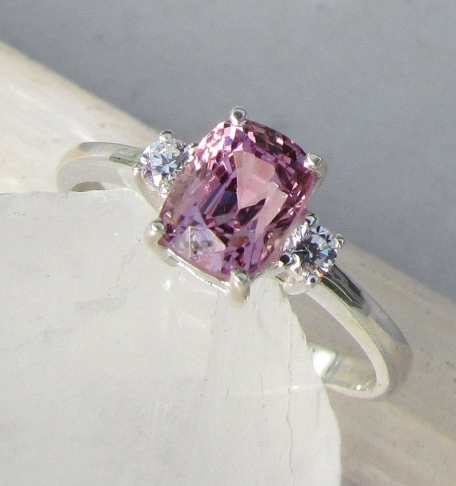 Pink Gemstone Rings
 Antique Cushion Pink Spinel Silver Ring Gemstone Jewelry Three