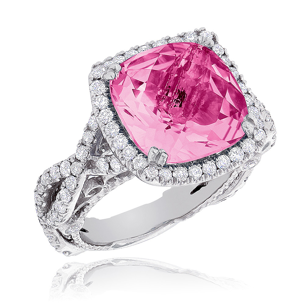 Pink Gemstone Rings
 Fine Gemstone Jewelry Pink Sapphire Diamond Cocktail Ring