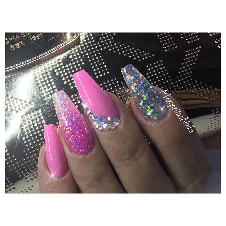 Pink Glitter Coffin Nails
 132 best Pink and nail designs by MargaritasNailz