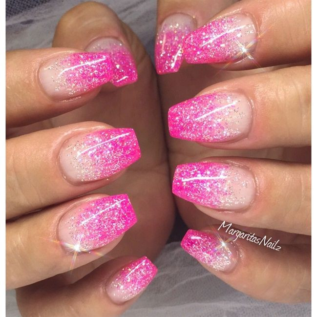Pink Glitter Nails
 100 best Gel nails designs images on Pinterest