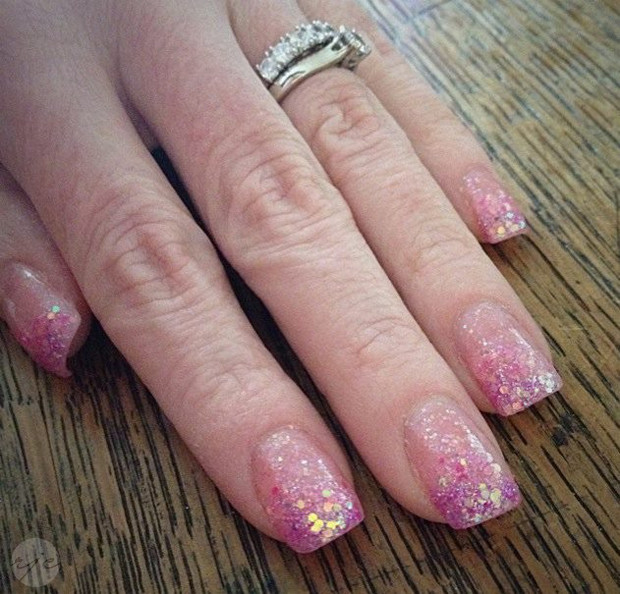 Pink Glitter Nails
 Easiest DIY Acrylic Nails