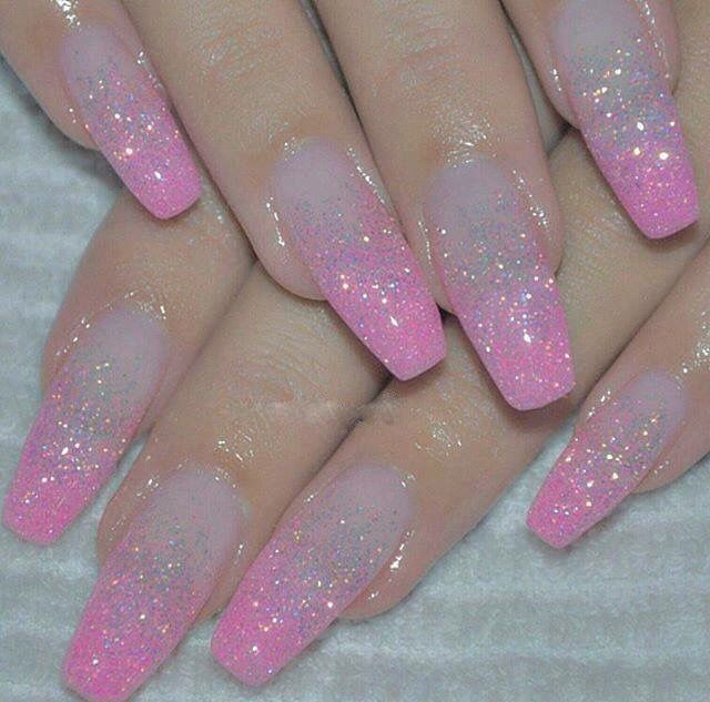 Pink Glitter Ombre Nails
 Pink Ombré Glitter Nails