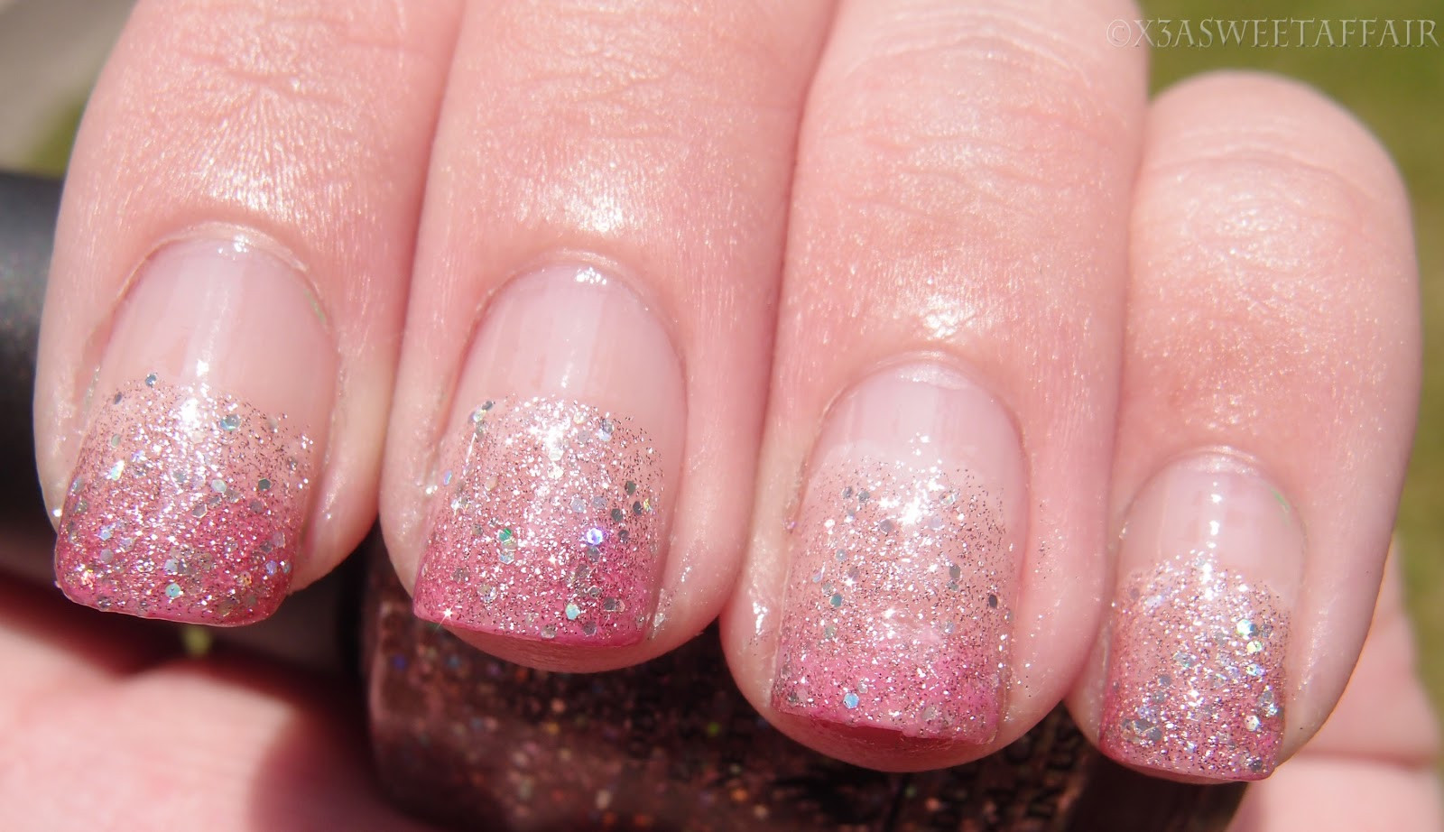 Pink Glitter Ombre Nails
 x3ASweetAffair Naturally Nails Pink ombre glitter