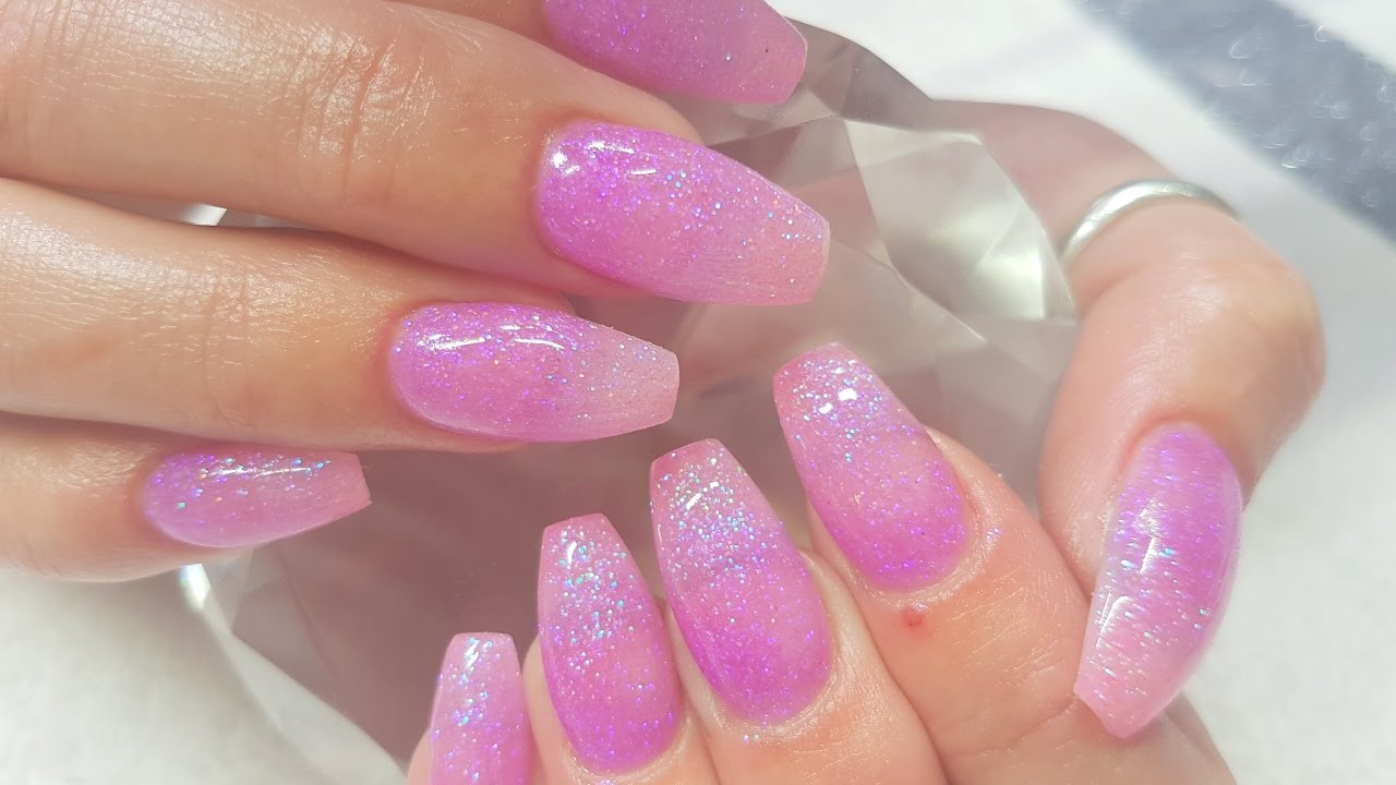 Pink Glitter Ombre Nails
 Acrylic Infill Pink & Purple Ombre Glitter Acrylics