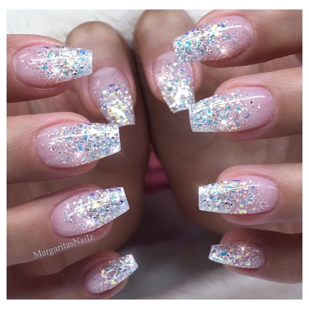 Pink Glitter Ombre Nails
 Glitter Ombré nails Winter design sparkly New Years