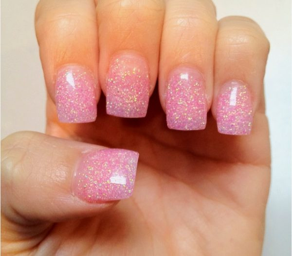 Pink Nails With Glitter
 Top 55 Pretty in Pink Nail Designs