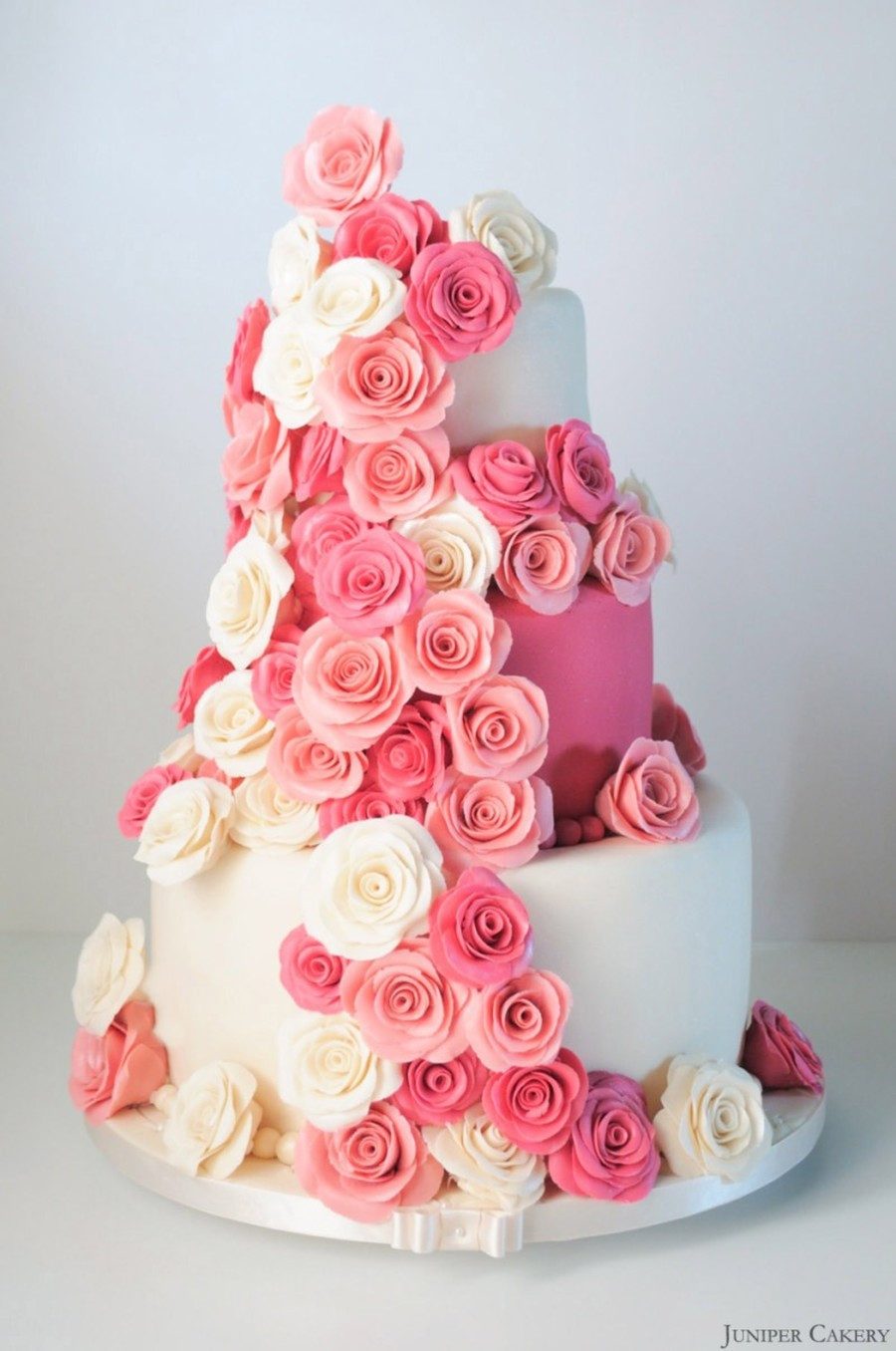 Pink Wedding Cakes
 Pink Rose Festooned Wedding Cake CakeCentral