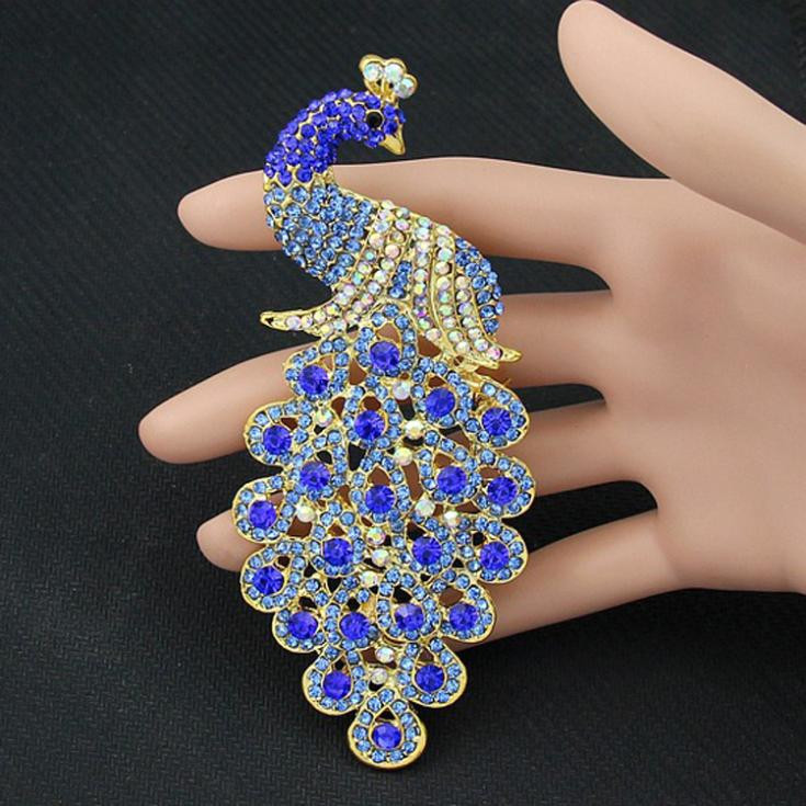 Pins Jewelry Drop Shipping Brooches Multicolor Rhinestone Blue Peacock