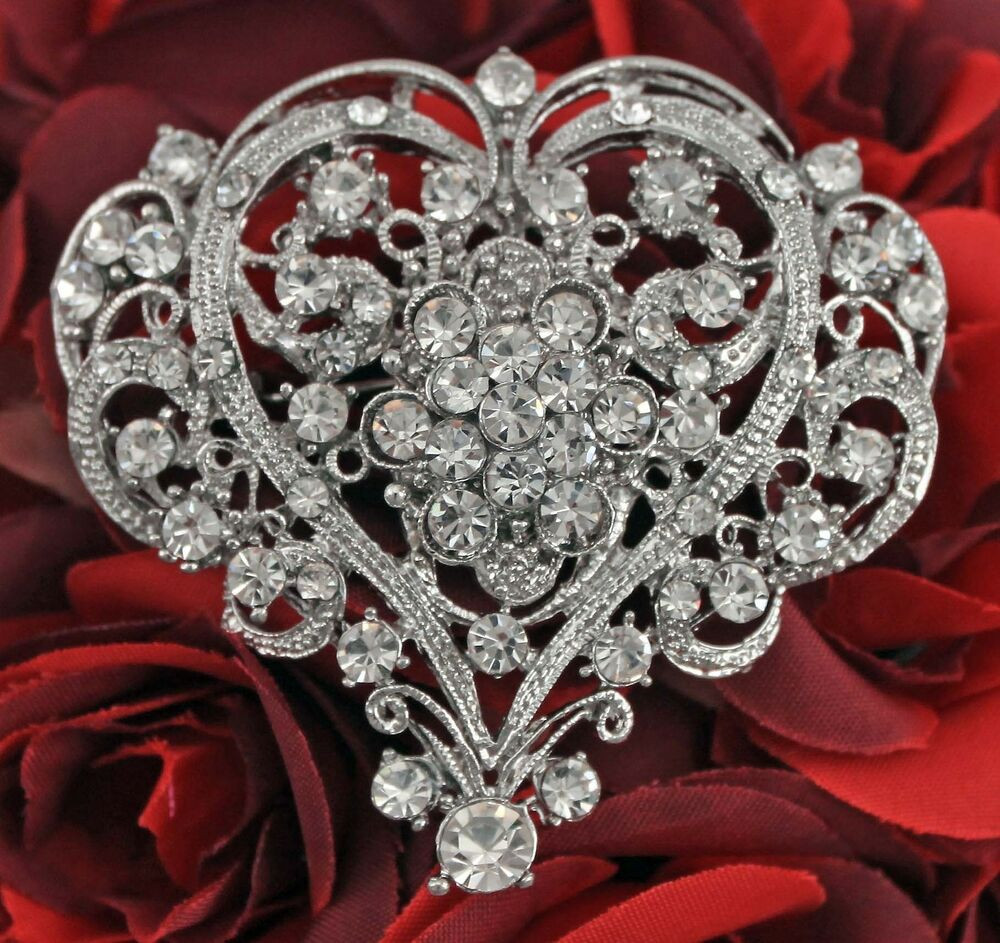 Pins Jewelry Women Elegant Crystal Rhinestone Teardrop Heart Shape