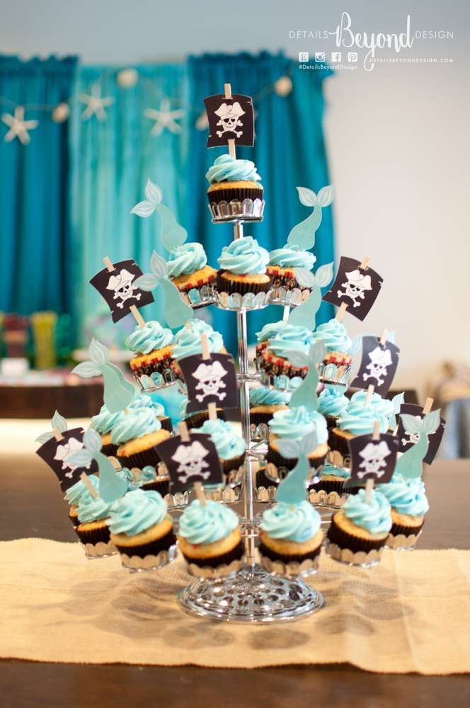 Pirate And Mermaid Party Ideas
 Cupcakes at a pirate & mermaid birthday party See more