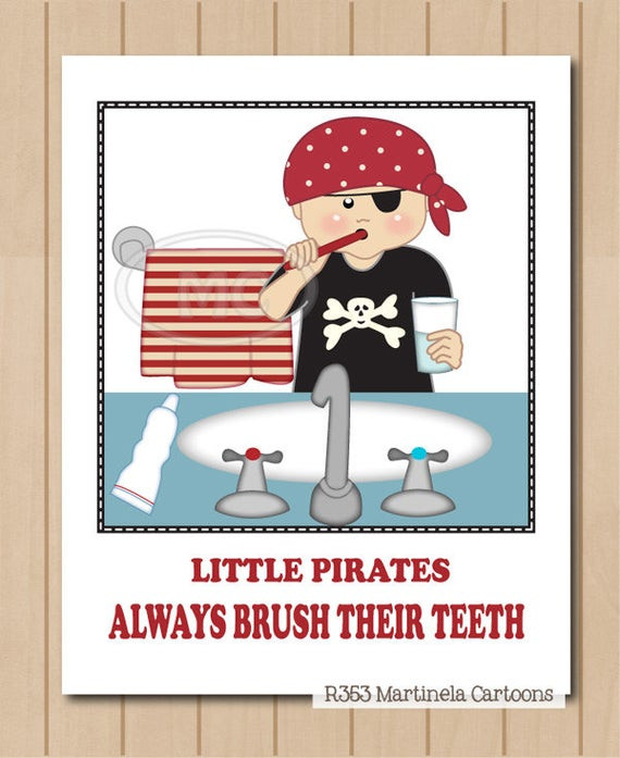 Pirate Bathroom Decor
 Kids bathroom rules pirate bathroom decor by MartinelaCartoons
