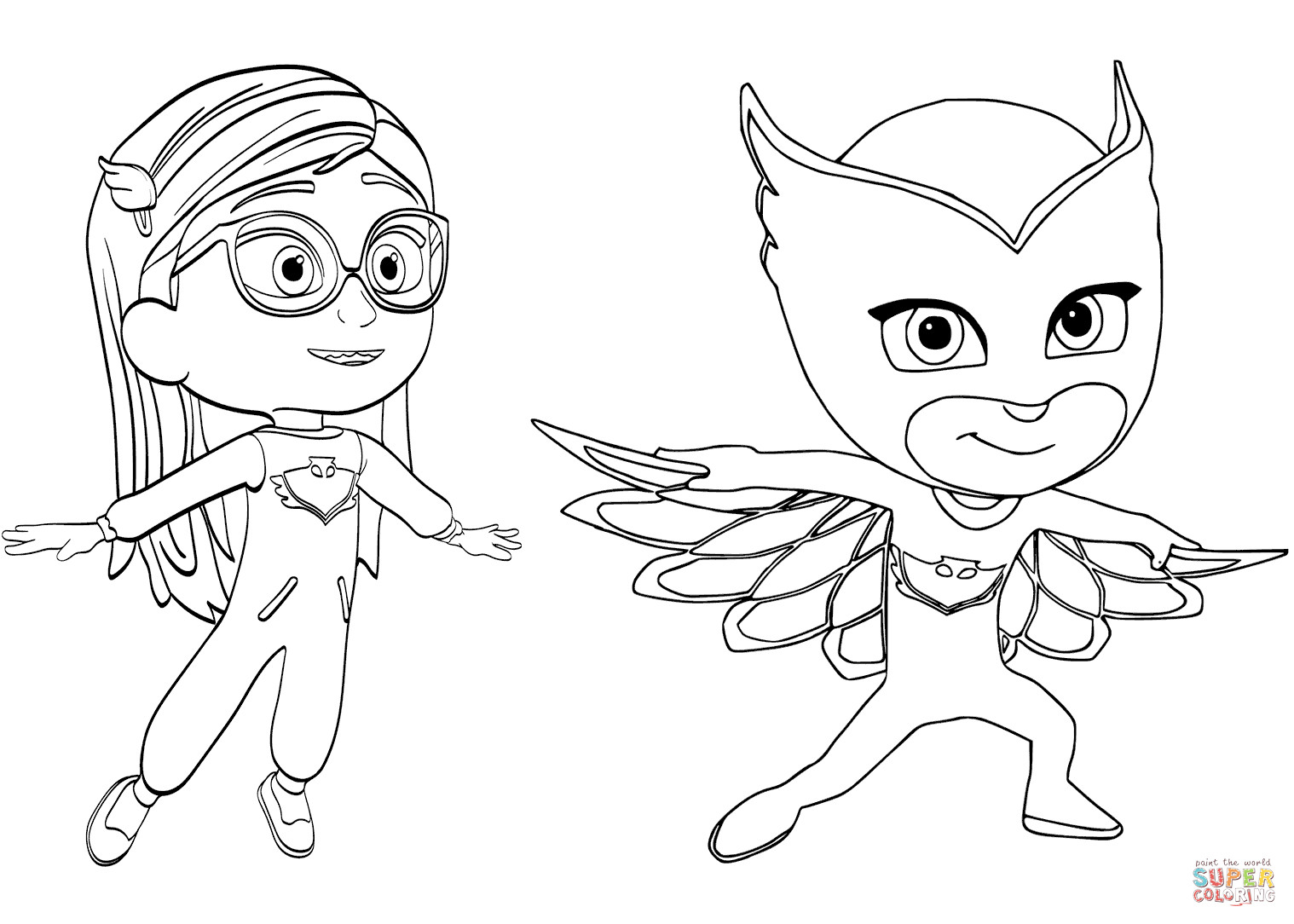 Pj Masks Coloring Pages Printable
 Pajama Hero Amaya is Owlette from PJ Masks coloring page