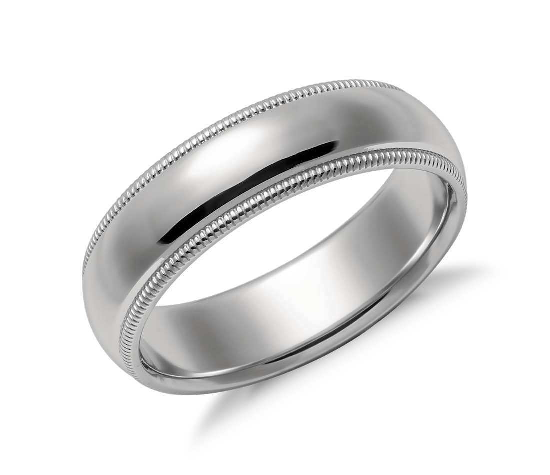 Platinum Wedding Band
 Milgrain fort Fit Wedding Ring in Platinum 6mm