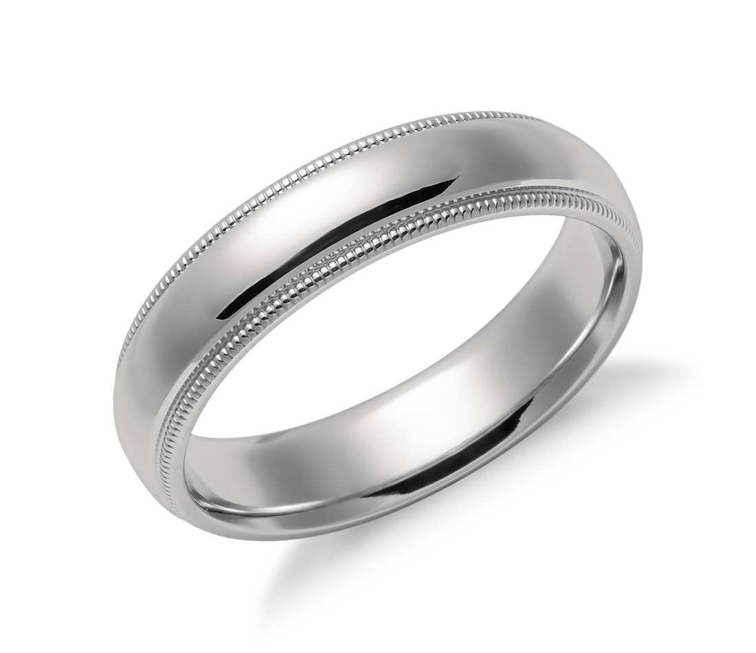 Platinum Wedding Band
 Milgrain fort Fit Wedding Ring in Platinum 5mm