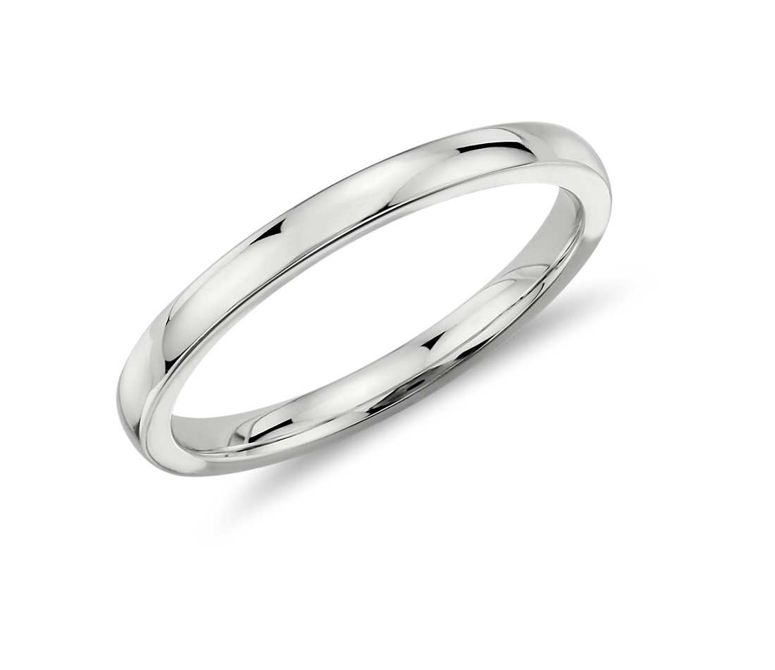 Platinum Wedding Band
 Low Dome fort Fit Wedding Ring in Platinum 2mm
