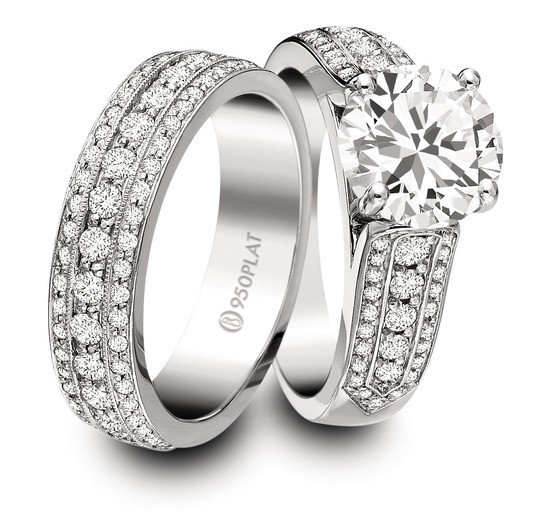 Platinum Wedding Bands For Her
 Engagement Ring and Wedding Band Set for Him and Her Jeff