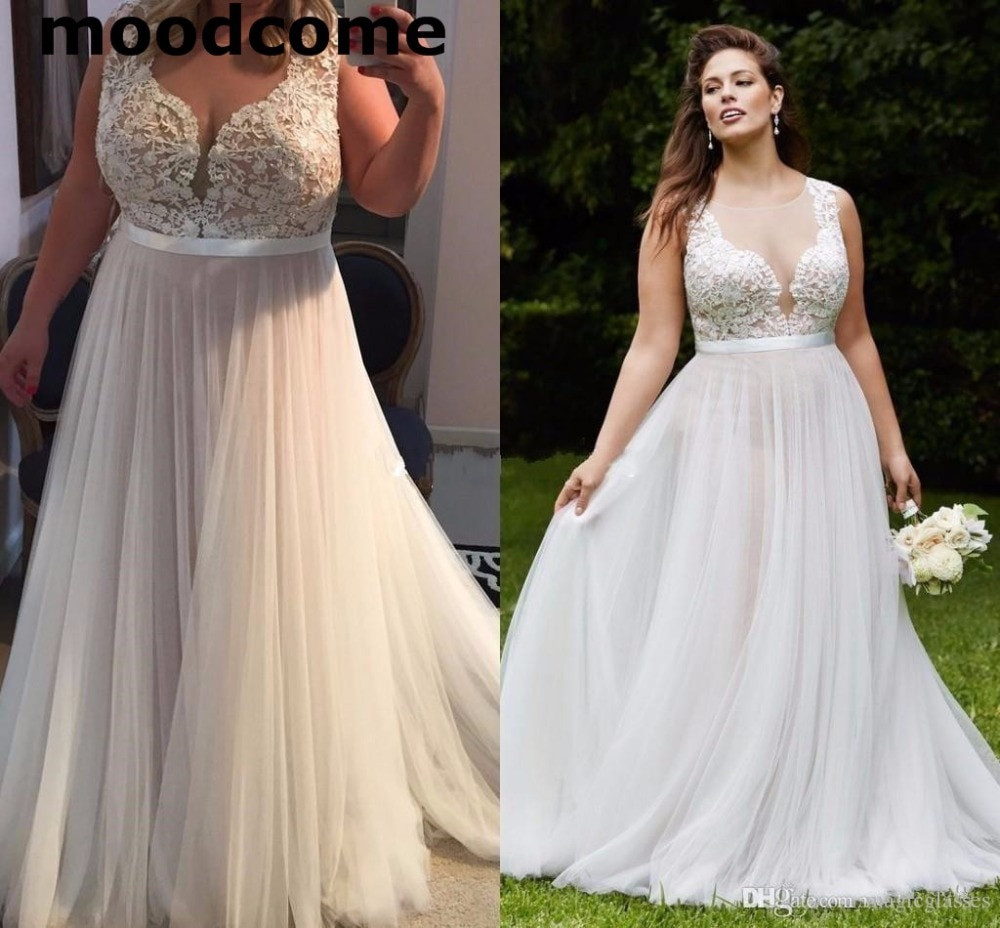 Plus Size Wedding Gowns Cheap
 2018 Vintage Country Lace Plus Size Wedding Dresses Sheer