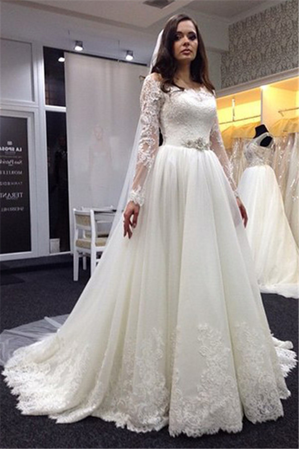 Plus Size Wedding Gowns With Sleeves
 Lace Vestidos De Noiva Plus Size Wedding Dresses Long
