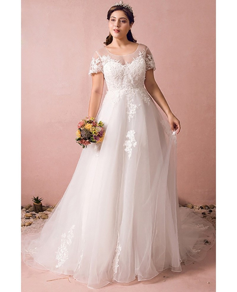 Plus Size Wedding Gowns With Sleeves
 Boho Lace A Line Beach Wedding Dress Plus Size With