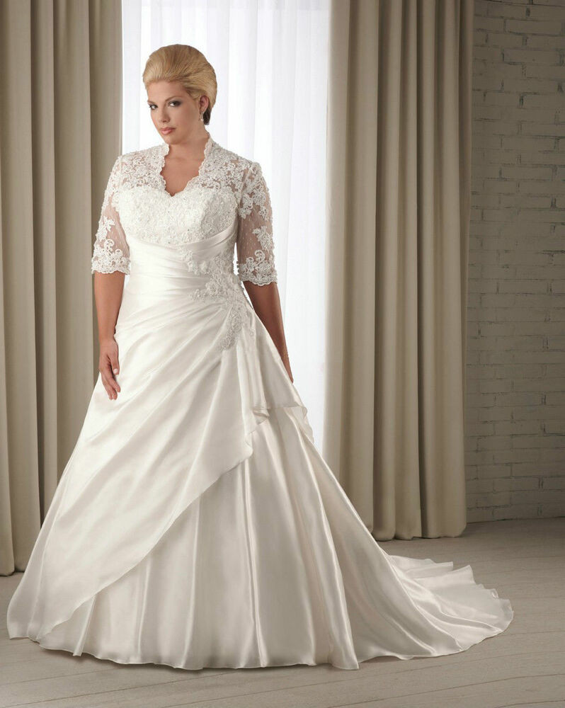 Plus Size Wedding Gowns With Sleeves
 Half Sleeve Wedding Dress Bridal Gown Custom Plus Size 14