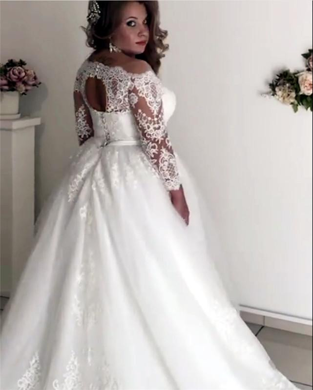 Plus Size Wedding Gowns With Sleeves
 2019 Wedding Gowns Plus Size Bridal Dress With 3 4 Sleeves