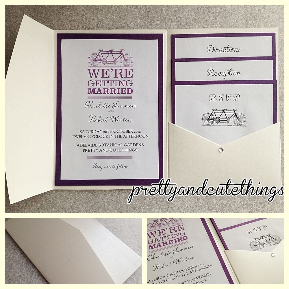 Pocket Invitations Wedding
 IVORY CREAM VINTAGE WEDDING INVITATIONS DIY POCKET FOLD