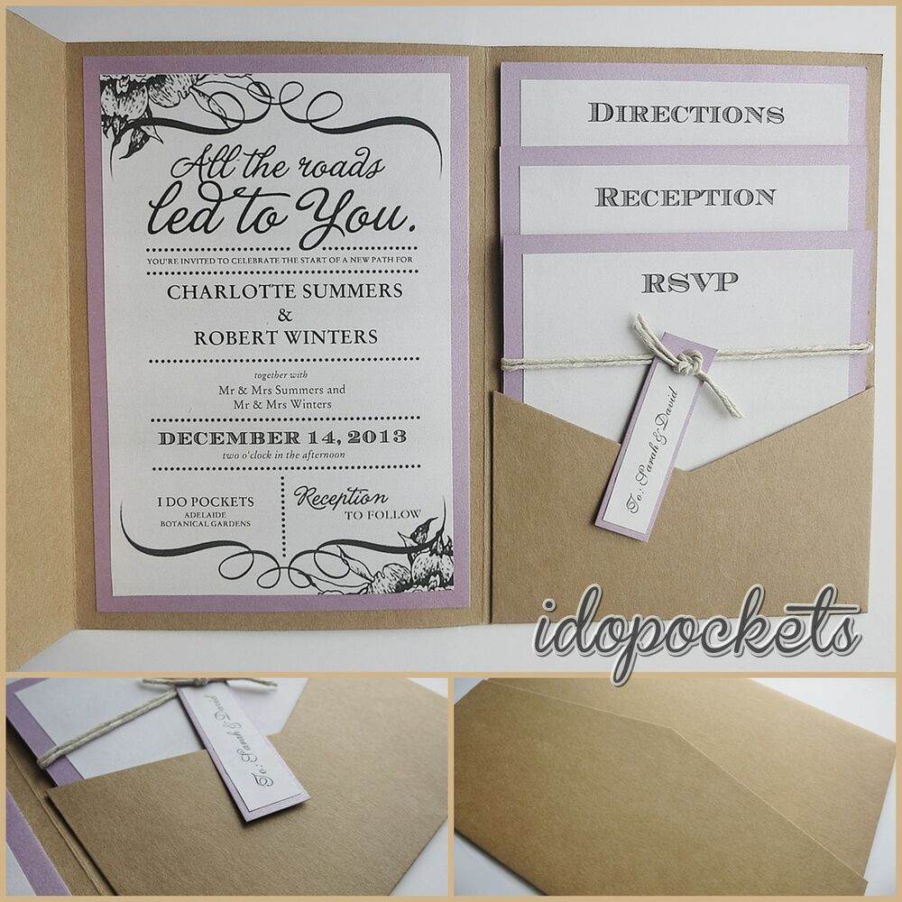 Pocket Invitations Wedding
 KRAFT WEDDING POCKET INVITATIONS DIY POCKETFOLD ENVELOPES