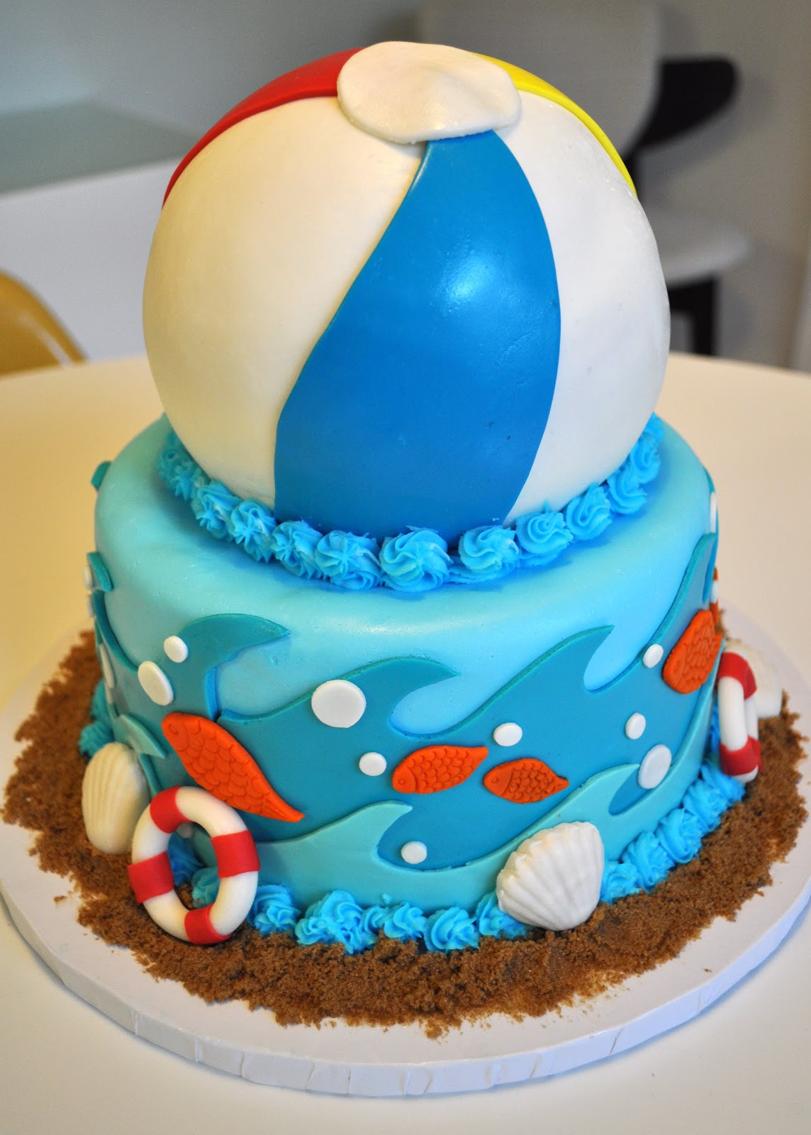 Pool Party Birthday Cake Ideas
 MegMade Cakes Sophia s Beach Party cake