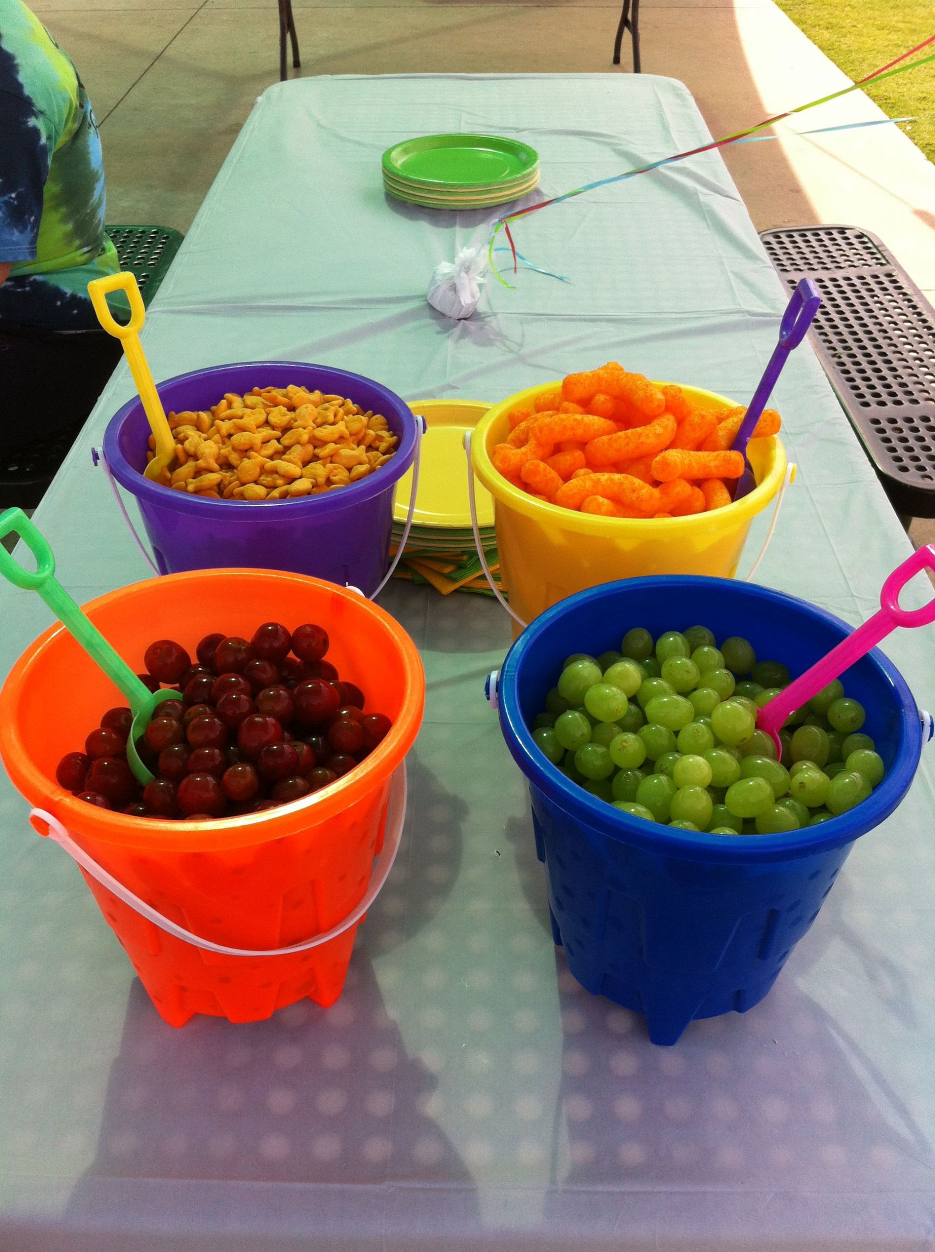 Pool Party Food Ideas For Tweens
 Summer birthday od served in sand buckets purchased