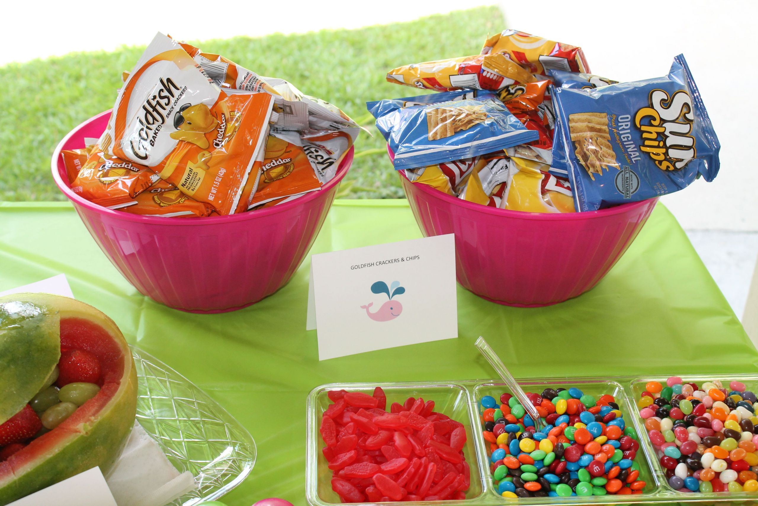 Pool Party Food Ideas For Tweens
 Goldfish crackers fit the theme but the chips were more