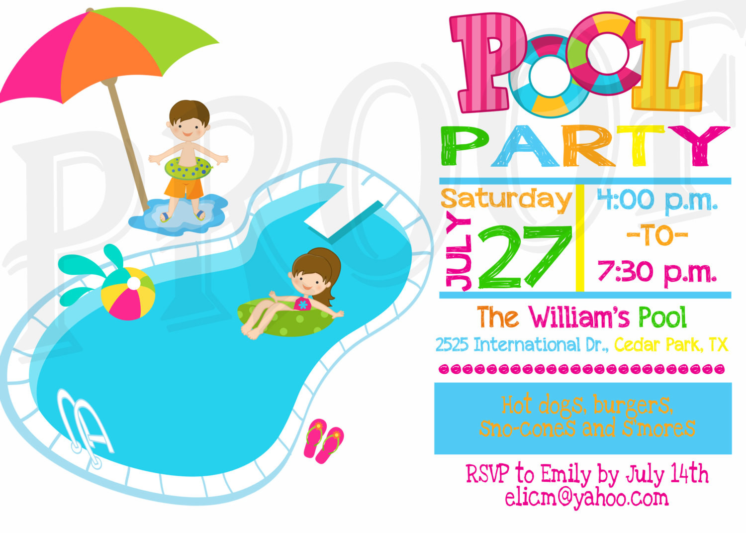 Pool Party Invitations Ideas
 Pool Party Invitation Pool Party Decoration Kids Pool Party
