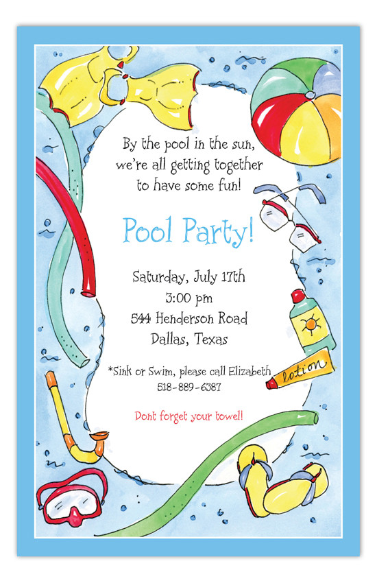 Pool Party Invitations Ideas
 Swimming Fun Kids Pool Party Invitations