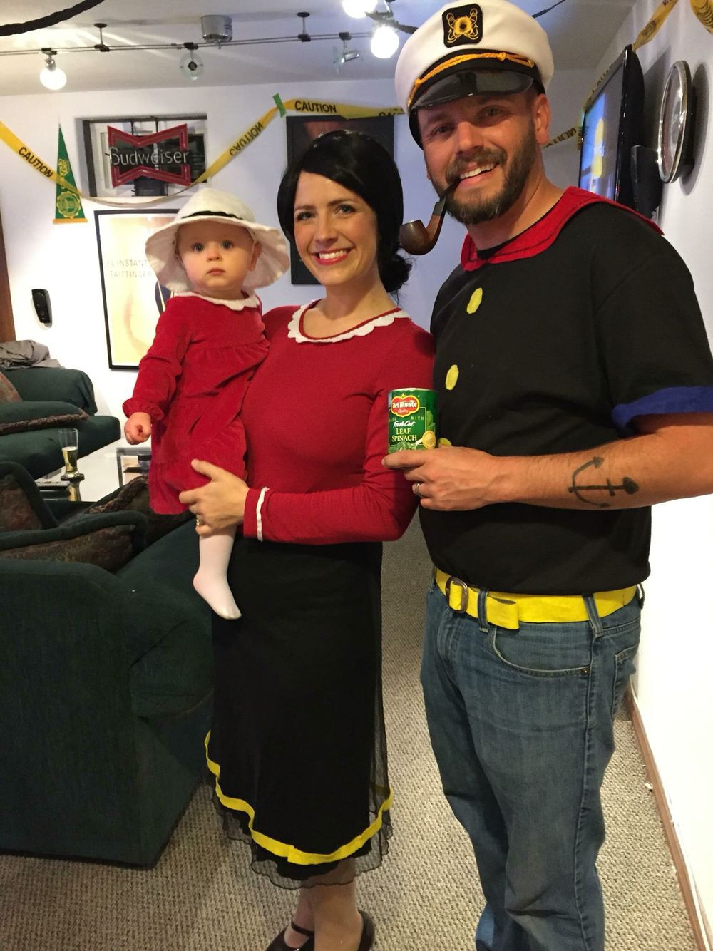 Popeye And Olive Oyl Costumes DIY
 DIY family costume Popeye Olive Oyl and Sweet Pea Happy