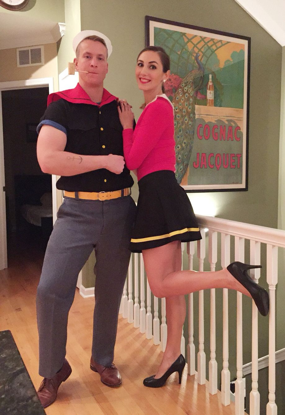 Popeye And Olive Oyl Costumes DIY
 Popeye and Olive Oyl easy couples Halloween Costume