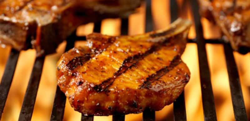 Pork Chops Grill Time
 Grilled Pork Chops with Mushrooms Sautéed in Bourbon A